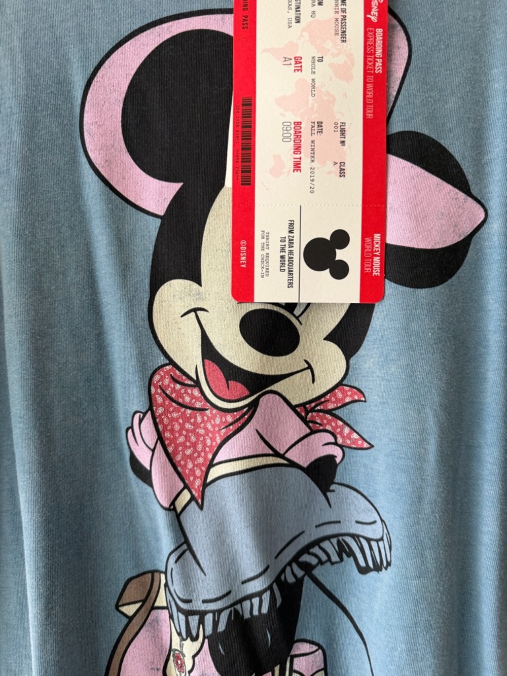 NWT Zara Light Blue Minnie Mouse Graphic Tee - Picture 2 of 4